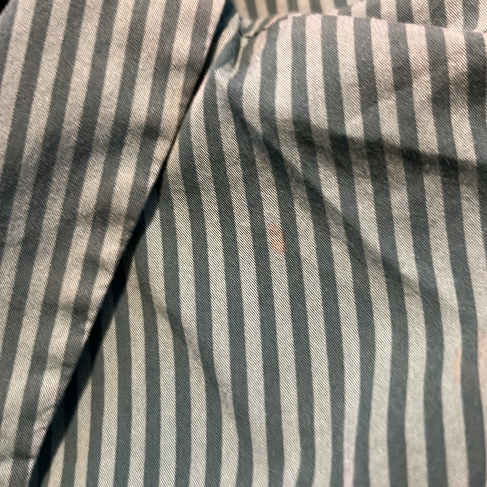 Lafayette 148 Women’s Green Stripe Hidden Button Up Long Sleeve Collar Shirt 6 - Picture 5 of 7